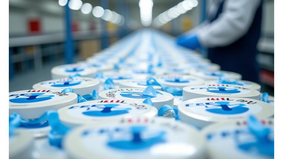 Stack of identical personalized decals ready for bulk shipment for a cycling team