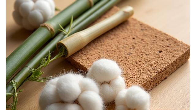 Bamboo fibers interwoven with organic cotton, close up