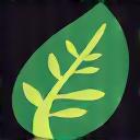 Icon representing sustainability: a leaf intertwined with a bicycle chain link.