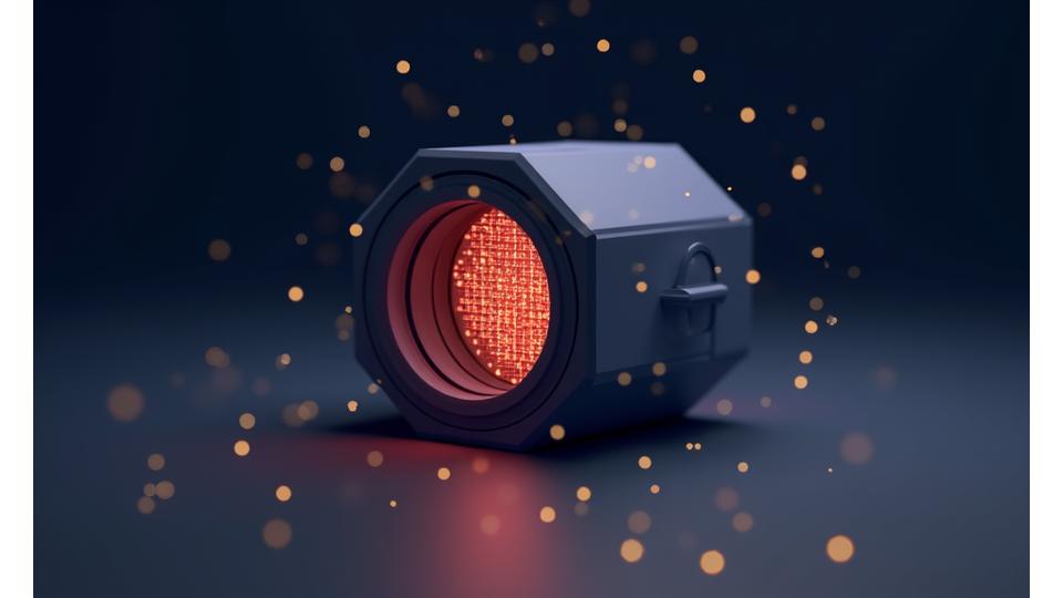 Abstract illustration of data bits flowing securely into a digital vault, representing careful data collection.